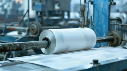 Roll of Paper Undergoing Printing on Automated Machine