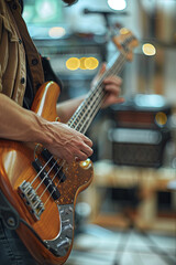 Fototapeta premium Musician practicing instrument, effort in mastering skill