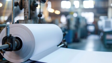 Fototapeta premium Roll of Paper Undergoing Printing on Automated Machine