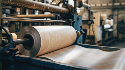 Roll of Paper Undergoing Printing on Automated Machine