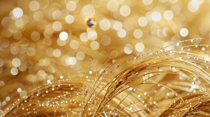 Iridescent crystal light shines on subtle yellow background with minimalistic elegance