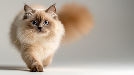 Realistic Full-Body Portrait of a Walking Ragdoll Cat