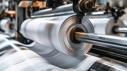 Roll of Paper Undergoing Printing on Automated Machine