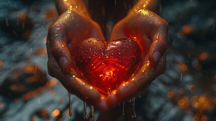 Heart being held in two hands, symbolizing care and compassion.