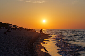Beautiful sunset on the beach in Jastarnia on the Baltic Sea, Poland. Jastarnia, Hel Peninsula....