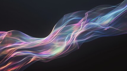 Naklejka premium Close-up of ethereal pastel neon pink, purple, lavender, mint holographic background. Abstract modern curved blurred surreal futuristic disco, rave, techno, festive dreamlike backdrop