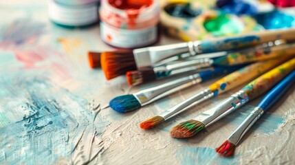 Obraz premium Vibrant Art Supplies on Creative Palette