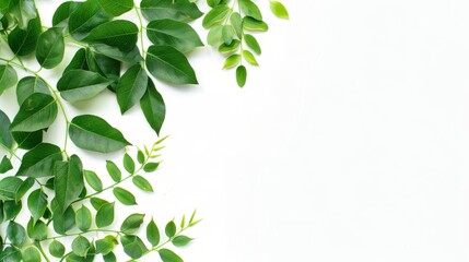 Obraz premium Copy Space Background of Acacia Leaves against White Background