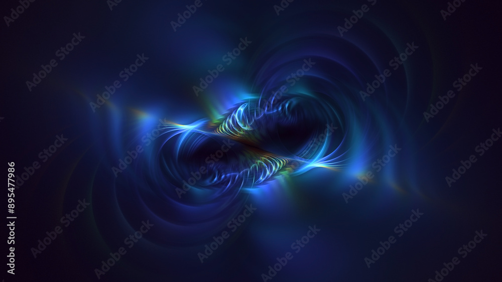 Wall mural 3d manual rendering abstract blue fractal light background. its not ai generatd illustration.