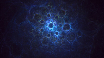3D manual rendering abstract blue fractal light background. Its not AI Generatd illustration.