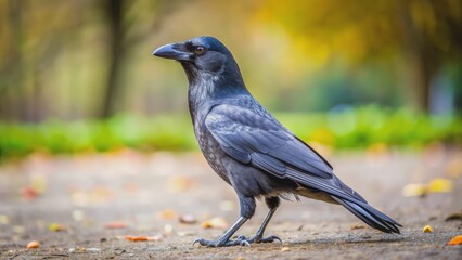 Crow standing on the ground , crow, bird, black, feathers, beak, wildlife, nature, animal, ground, outdoor, scavenger