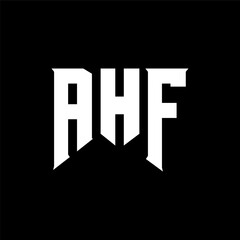 AHF letter logo design for technology company. AHF logo design black and white color combination. AHF logo, AHF vector, AHF design, AHF icon, AHF alphabet. AHF typography logo design.