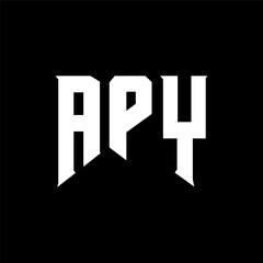 APY letter logo design for technology company. APY logo design black and white color combination. APY logo, APY vector, APY design, APY icon, APY alphabet. APY typography logo design.