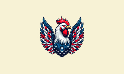 Obraz premium chicken with big wings american vector logo design