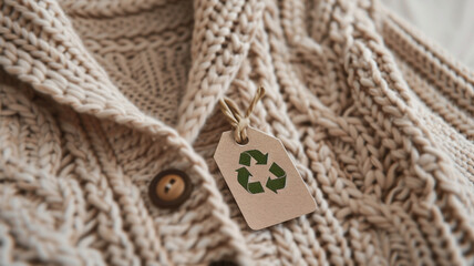 Recycling Products Concept. Organic Cotton Recycling Cloth. Zero Waste Materials. Environment Care, Reuse, Renewable for Sustainable Lifestyle. Recycle Icon show on Tag