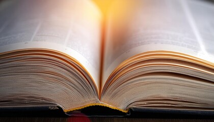 Obraz premium Open book pages of printed information offer knowledge and communication