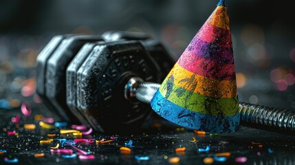 Birthday Surprise: Dumbbell with Colorful Hat, Ideal Fitness Gift