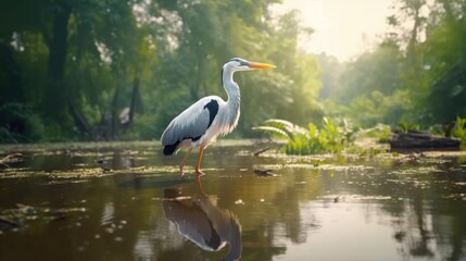 Fototapeta premium Grey Heron in the Wetlands