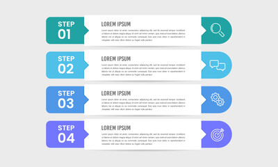 Business infographic 4 steps or options to success. Annual report, Business presentation, Planning and Workflow. Vector illustration.