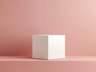 Minimal cube item display, 3D render, modern presentation, closeup view, studio lighting, high detail