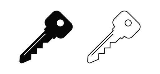 simple key icon. metal key symbol. transparent png and vector illustration.