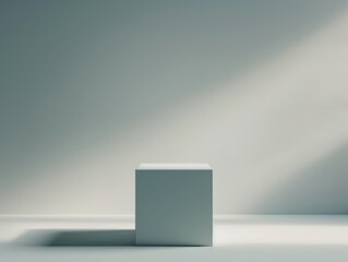 Minimal cube item display, 3D render, modern presentation, closeup view, studio lighting, high detail