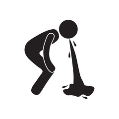 vector flat icon of a person vomiting