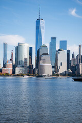 Obraz premium New York, United States. New York city skyline in Midtown Manhattan. USA, NYC, NY, Manhattan. American big city. Lower Manhattan skyline. New York from New Jersey. Downtown Manhattan.