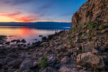 The coast of the island of Rab In Croatia during a beautiful sunrise.