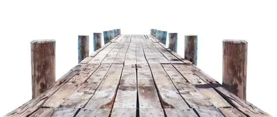 Weathered wooden pier, cut out