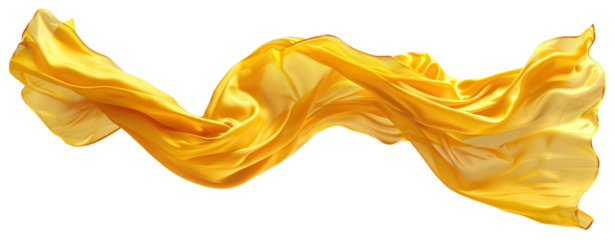 Yellow silk cloth floating, cut out