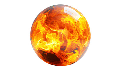 flame in glass ball  isolated on cut out PNG or transparent background. Glass globe on fire. Planet Earth Burning. Global Warming and Climate Change Concept. Realistic clipart template pattern.