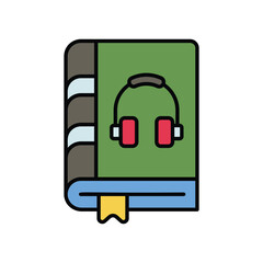 Obraz premium audio book color line icon with white background vector stock illustration