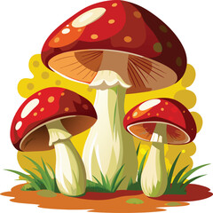 Adorable multicolored mushroom illustration captures whimsical charm. 