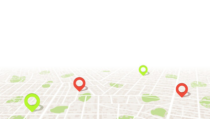 Navigation concept with pin pointers. Location pin on perspective city map. Vector illustration © Vadym