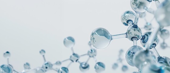A close-up view of interconnected molecules, showcasing their transparent, reflective surfaces against a soft background, illustrating the beauty of molecular structures