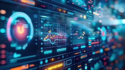 Obraz premium Digital dashboard with charts and graphs representing learner data, personalized adaptive learning, Learning data, Digital dashboard