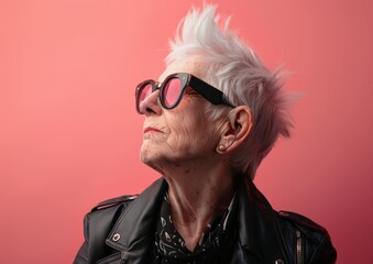 Obraz premium Stylish Elderly Woman with Sunglasses