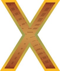 Golden pattern alphabet letter X