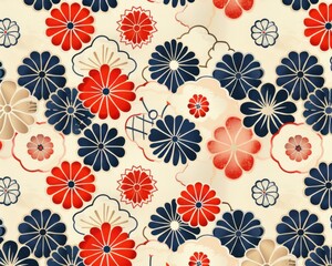 Fototapeta premium Traditional Japanese design, seamless geometric patterns, flat design illustration