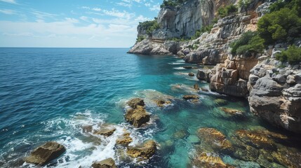 Rocky seashore on the Adriatic coast.