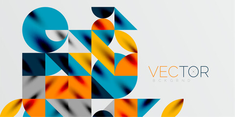 Triangles, round triangles and circles techno art. Vector Illustration For Wallpaper, Banner, Background, Card, Book Illustration, landing page