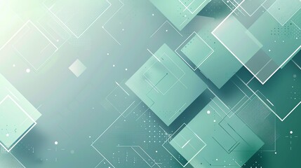 Abstract Geometric Background with Green and White Squares.