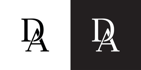 logo design with da letters on negative background	