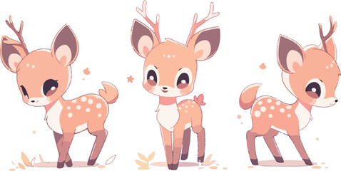 Cute Cartoon Deer Trio