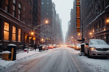 A snowy night in New York