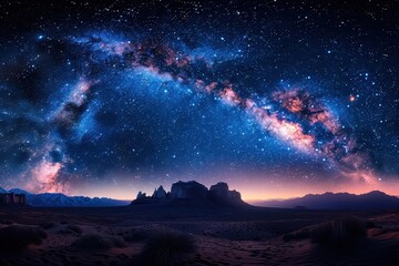 Milky Way galaxy arching across the night sky.