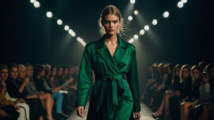 Beautiful model at a Paris runway show