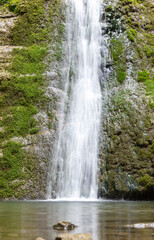 Obraz premium Waterfall on the river in nature in summer