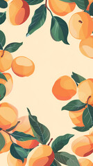 Apricot fruit pattern background illustration